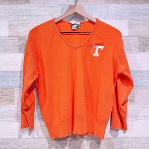 TENNESSEE VOLUNTEERS Vintage V Neck Sweater Orange Carly Blake Womens Medium